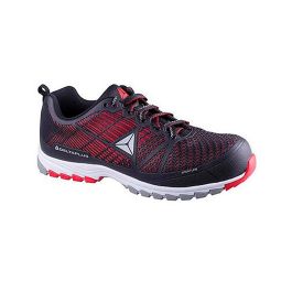 Zapatos De Seguridad Deltaplus De Poliuretano Y Malla Aireada S1P Negro Y Rojo Talla 39