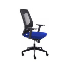 Silla Rocada De Oficina Con Brazos Tapizada En Tela Ignifuga Azul Y Respaldo En Polimero Negro Precio: 258.50000044. SKU: B17DMDX8KW