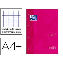 Oxford Recambio Touch 80H A4 Encolado 90 gr 5x5 mm 4 Taladros 1 Banda Color Fucsia -5U-