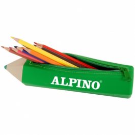 Bolso Escolar Alpino Portatodo Forma Lapiz Soft Con 12 Lapices De Colores