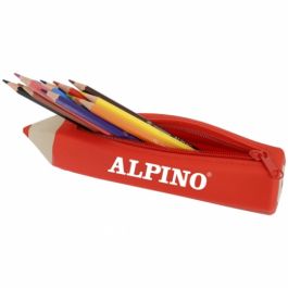 Bolso Escolar Alpino Portatodo Forma Lapiz Soft Con 12 Lapices De Colores