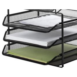 Bandeja Clasificadora Sobres Q-Connect Kf17296 Metalica Rejilla Negra 3 Bandejas 300x350x420 mm