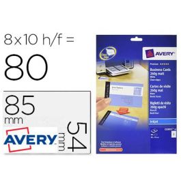 Tarjeta De Visita Avery Blanca Mate 85x54 mm 260 gr Imprimible Doble Cara Para Ink-Jet Pack De 80 Unidades