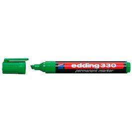 Rotulador Edding Marcador Permanente 330 Verde Punta Biselada 1-5 mm Recargable 10 unidades