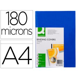 Tapa De Encuadernacion Q-Connect Pvc Din A4 Opaca Azul 180 Micras Caja De 100 Unidades