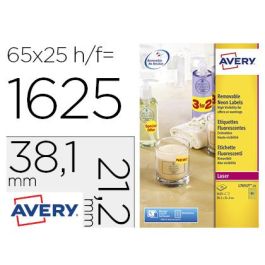 Etiqueta Adhesiva Avery Tamaño 38,1x21,2 mm Removible Amarillo Fluorescente Caja De 1625 Unidades