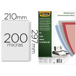 Tapa De Encuadernacion Fellowes Din A4 Pvc Transparente Cristal 200 Micras Pack De 100 Unidades