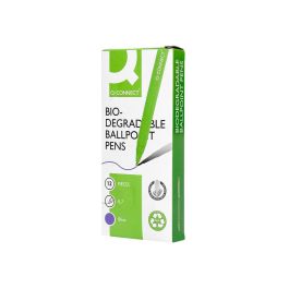 Boligrafo Q-Connect Retractil Kf14625 Biodegradable Verde Tinta Azul 12 unidades