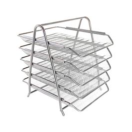 Bandeja Sobremesa Metalica Q-Connect Kf18476 Rejilla Plata 5 Bandejas Movibles 350x275x375 mm