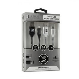 Subblim Pack 2 Cables Usb A Micro Usb (2.4A) 1M Black/Silver