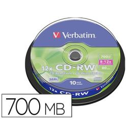 Cd-Rw Verbatim Serl Capacidad 700Mb Velocidad 12X 80 Min Tarrina De 10 Unidades Precio: 9.5000004. SKU: S8419635