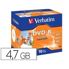 Dvd-R Verbatim Imprimible Capacidad 4.7 grb Velocidad 16X 120 Min Pack De 10 Unidades