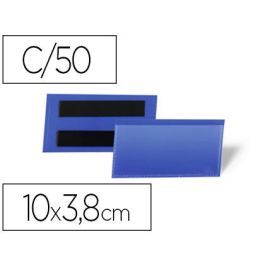 Funda Durable Magnetica 100x38 mm Plastico Azul Ventana Transparente Pack De 50 Unidades