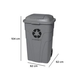 Papelera Contenedor Q-Connect Plastico Con Tapadera 240 L Color Gris 1040x610x610 mm Con Ruedas