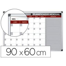 Planning Magnetico Bi-Office Mensual Lacado Marco Aluminio Rotulable 90x60 cm