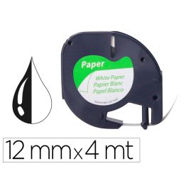 Cinta Q-Connect Papel 12 mm X 4Mt Negro-Blanco Para Letratag