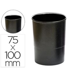 Cubilete Portalapices Q-Connect Negro Opaco Plastico 100% Reciclado Redondo Diametro 75 mm Alto 100 mm
