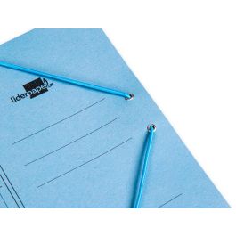 Carpeta Liderpapel Gomas Cuarto 3 Solapas Carton Pintado Azul