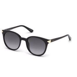 Guess GU7550 01B Gafas de Sol para Mujer, Montura Redonda Negra Brillante, Cristales Ahumados, 52mm Lente, 140mm Patilla