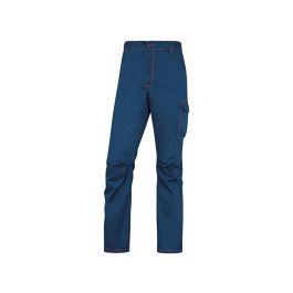 Pantalon De Trabajo Deltaplus Cintura Elastica 5 Bolsillos Color Azul Marino - Naranja Talla XL