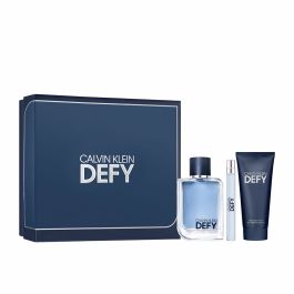 Calvin Klein DEFY LOTE - Cofre de Regalo para Hombre con Eau de Toilette y Gel de Ducha - 3 Piezas