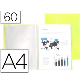 Carpeta Liderpapel Escaparate 60 Fundas Polipropileno Din A4 Amarillo Fluor Opaco