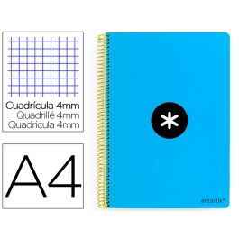 Cuaderno Espiral A4 Antartik Tapa Dura 80H 90 gr Cuadro 4 mm Con Margen Color Azul