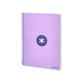 Cuaderno Espiral A4 Antartik Tapa Dura 80H 90 gr Cuadro 4 mm Con Margen Color Lavanda