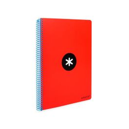 Cuaderno Espiral A4 Antartik Tapa Dura 80H 90 gr Cuadro 4 mm Con Margen Color Rojo 3 unidades