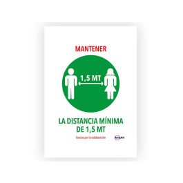 Señal Adhesiva Avery Mantener Distancia Minina De 1,5 Mt Din A4 Resistente A Los Rayos Uv Pack De 2 Unidades