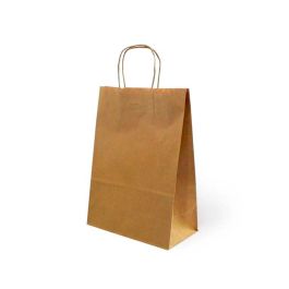 Bolsa Kraft Basika Natural Reciclado 90 gr Asa Retorcida Tamaño -'S-' 240x100X320 mm 250 unidades