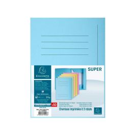 Exacompta Subcarpeta de Cartulina con 3 Solapas Din A4 Azul Claro 210 gr Impresa para Documentos y Archivo