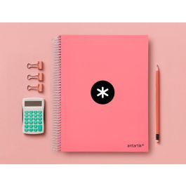 Cuaderno Espiral A4 Micro Antartik Tapa Forrada 120H 100 gr Horizontal 5 Banda4 Taladors Color Coral