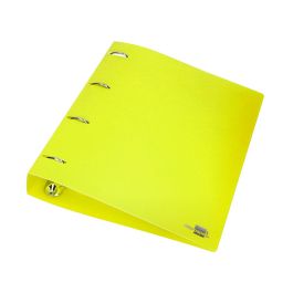 Carpeta Liderpapel 4 Anillas Mixtas 40 mm Polipropileno Din A4 Amarillo Fluor Opaco