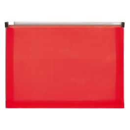 Carpeta Dossier Liderpapel A6 Cierre De Cremallera Rojo Translucido 10 unidades