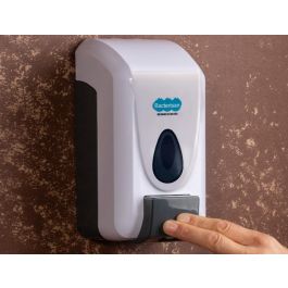 Dispensador Para Gel Y Jabon Bacterisan Para Pared Manual Capacidad 800 mL Color Blanco 120x110x240 mm