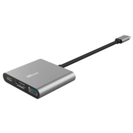 Conversor Trust Dalyx 3 IN 1/ USB Tipo-C Macho - HDMI Hembra/ USB/ USB Tipo-C PD/ 10cm/ Gris