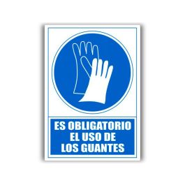 Archivo 2000 Señal "Obligatorio Uso De Guantes" 210x297 Pvc Azul Y Blanco