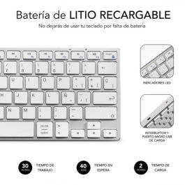 Teclado Compacto Inalámbrico por Bluetooth Subblim Advance Compact/ Plata