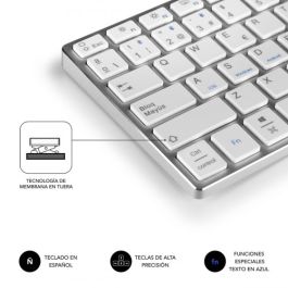 Teclado Compacto Inalámbrico por Bluetooth Subblim Advance Compact/ Plata