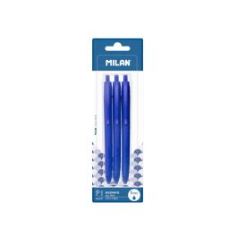 Boligrafo Milan P1 Retractil 1 mm Touch Azul Blister De 3 Unidades