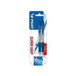 Boligrafo Pilot Super Grip Azul Retractil Sujecion De Caucho Tinta Base De Aceite En Blister De 2 Unidades