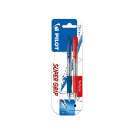 Boligrafo Pilot Super Grip Retractil Sujecion De Caucho Tinta Base De Aceite En Blister 1 Azul + 1 Rojo