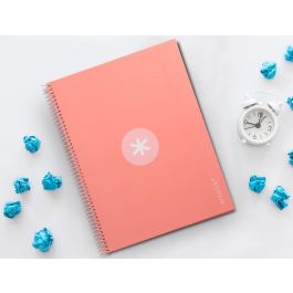 Cuaderno Espiral A4 Micro Antartik Tapa Forrada 80H 90 gr Cuadro 5 mm 1 Banda 4 Taladros Rosa Claro