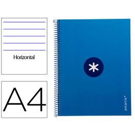 Cuaderno Espiral A4 Micro Antartik Tapa Forrada80H 90 gr Horizontal 1 Banda 4 Taladros Color Azul Oscuro