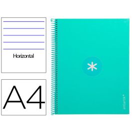 Cuaderno Espiral A4 Micro Antartik Tapa Forrada80H 90 gr Horizontal 1 Banda 4 Taladros Color Menta