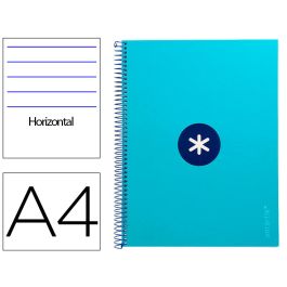 Cuaderno Espiral A4 Micro Antartik Tapa Forrada80H 90 gr Horizontal 1 Banda 4 Taladros Color Turquesa