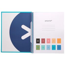 Cuaderno Espiral A4 Micro Antartik Tapa Forrada80H 90 gr Horizontal 1 Banda 4 Taladros Color Turquesa