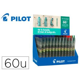 Boligrafo Pilot Ecoball Plastico Reciclado Expositor De 60 Unidades Colores Surtidos + 10 Boligrafos