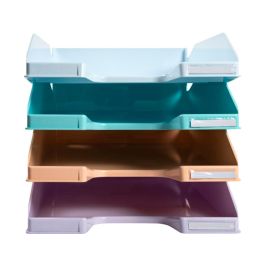 Bandeja Sobremesa Exacompta Plastico Aquarel Set De 4 Bandejas Combo Midi Colores Pastel 346x225x243 mm